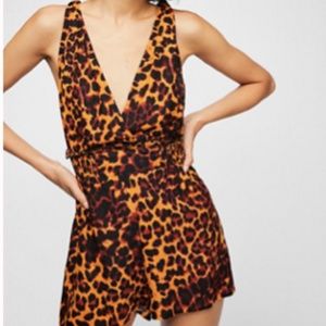 Crescent Shaped Romper-Cheetah Romper
